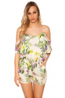 Sexy Coldshoulder Playsuit with floral print Purple